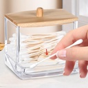 منظم اكليريك لحمل وتنظيم قطن الأذن والميكب ونكاشات الأسنان بغطاء خشب