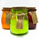 شمع معطر في برطمان زجاج بألوان مختلفة وغطاء شكل خشبي لتعطير الأجواء