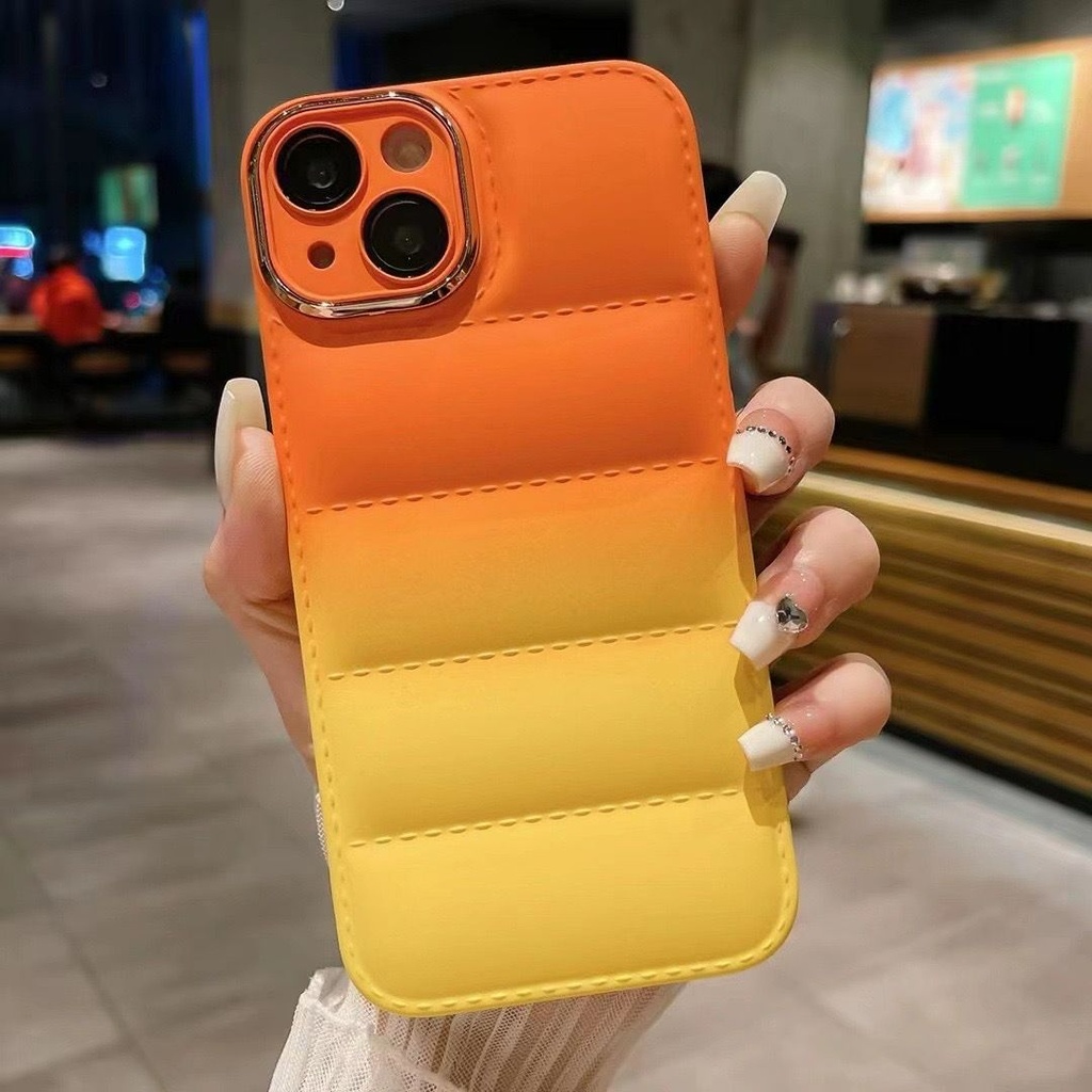 Iphone 14 Pro Silicone Protective Cover -Stylish Colorful Pumped Design With Camera Protector Frame