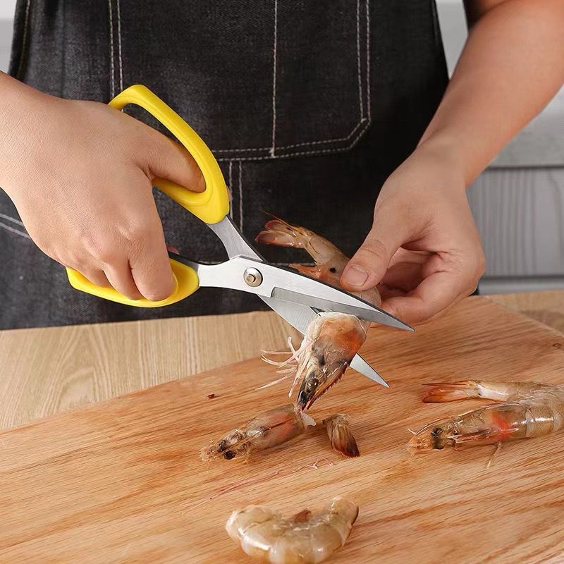 مقص مطبخ استانليس ستيل بمقبض بلاستيك مريح لليد لتقطيع وتنظيف الفراخ والاسماك واللحوم والخضروات