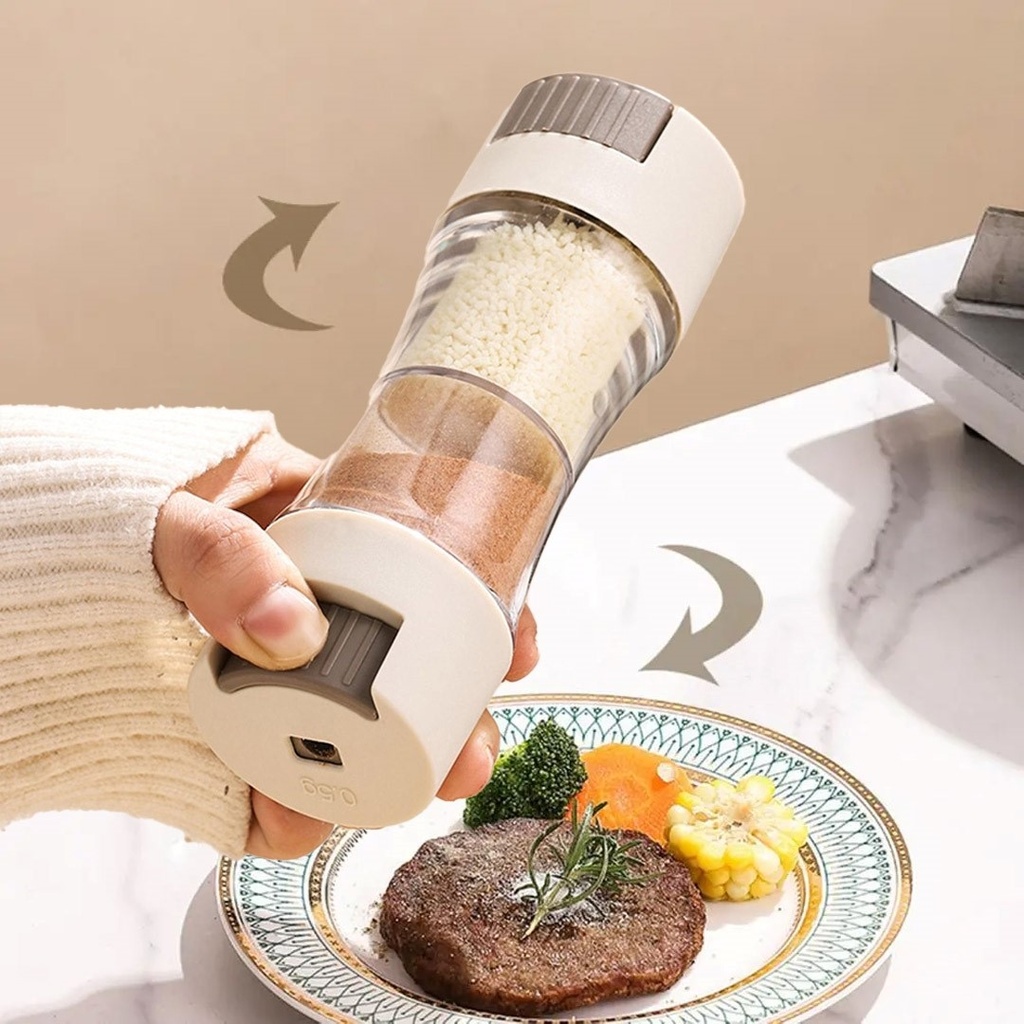 ملاحة توابل مزدوجة 2* 1 للملح والفلفل والشطة للسفرة والمطبخ