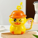 مج بطة سيراميك ثري دي 410 ملي بشاليموه زجاج بورده وغطاء ويد لشرب العصائر والنسكافيه والكابتشينو