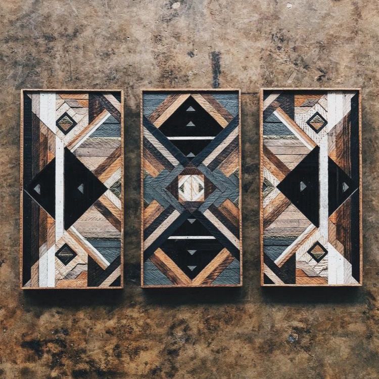 طقم تابلوهات خشب هاند ميد 3 قطع بالطابع البوهيمي لتجديد ديكورالمنازل والشركات