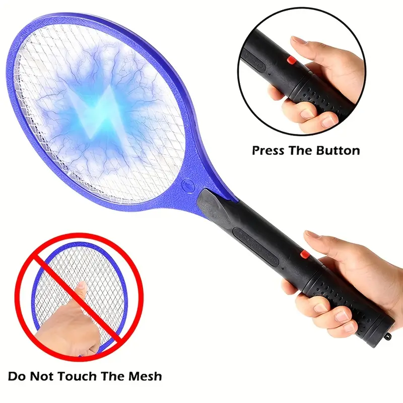 مضرب ناموس كهربائي صاعق للناموس والحشرات بزرار للفتح والغلق يعمل بالشحن