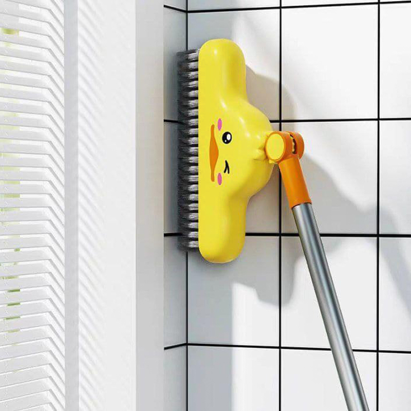 طقم تنظيف بطوط مقشة دوارة لسهولة الوصول للزوايا والأركان وجاروف بيد معدن ومقبض مريح لليد