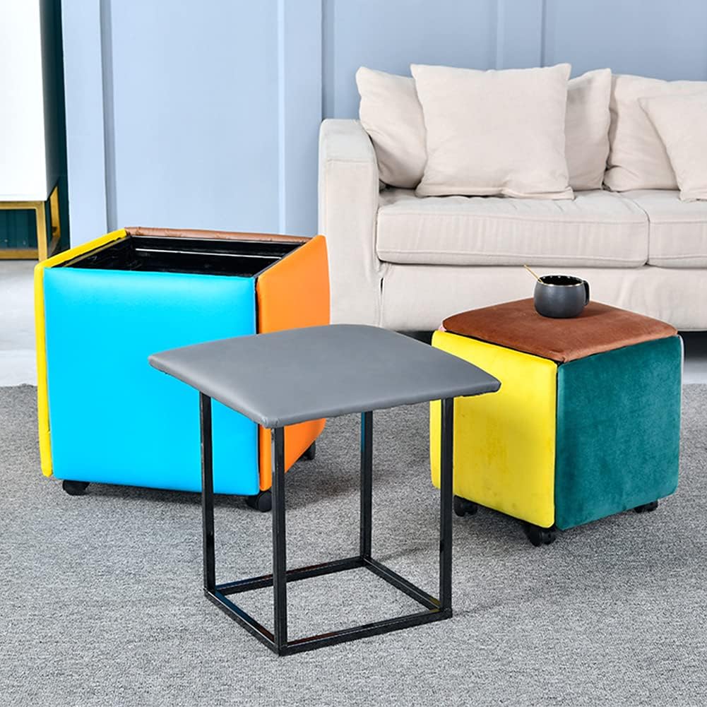 طقم كراسي 5 في 1 قابل للتكديس لتوفير مساحات وبعجلات لسهولة الحركة والنقل للريسبشن والليفنج والمكتب