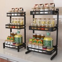 ستاند توابل وبرطمانات 3 دور من الفولاذ المجلفن للمطابخ