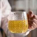 مج سنابل 400 ملي زجاج شفاف بيد باللون الجولد لشرب وتقديم المشروبات الساخنة والباردة بشكل شيك