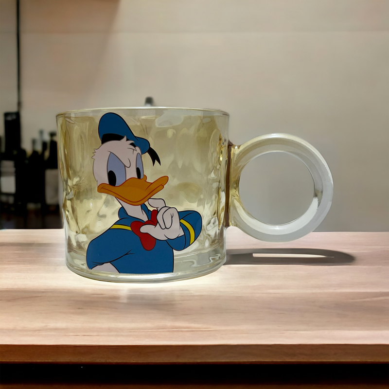 مج بطوط 250 ملي زجاج عسلي بيد لشرب وتقديم الشاي والنسكافيه والكابتشينو واللاتيه والهوت شوكلت