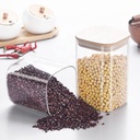 برطمان زجاج 200 ملي لحفظ وتنظيم التوابل والشاي والسكر والقهوة بغطاء خشبي محكم الغلق