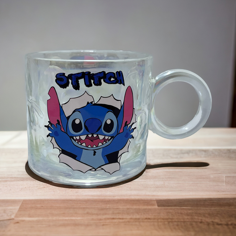 مج ستيتش 250 ملي زجاج شفاف مموج بيد لشرب وتقديم الشاي والنسكافيه والكابتشينو واللاتيه والهوت شوكلت