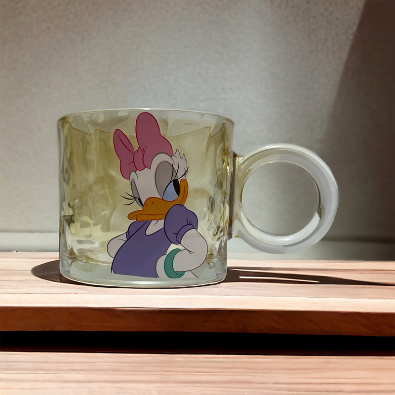 مج زيزي 250 ملي زجاج عسلي بيد لشرب وتقديم الشاي والنسكافيه والكابتشينو واللاتيه والهوت شوكلت