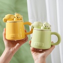 مج بورسلين 400 ملي بغطاء دبدوب نايم و معلقه استانليس ستيل ويد لشرب وتقديم النسكافيه واللاتيه والهوت شوكليت