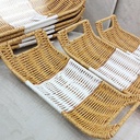 طقم صواني رتان 3 قطع بمقاسات مختلفة لحمل وتقديم الفواكه بشكل شيك بيد لسهولة الحمل