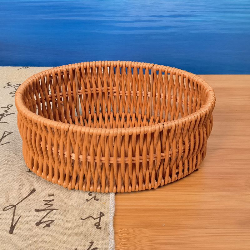 باسكت رتان بيضاوي لحمل وتنظيم ادوات المطبخ والحمام والميكب وادوات العناية بالشعر والبشرة