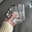 مج هاوس 300 ملي زجاج شفاف بيد شكل بابز باللون الفضي لشرب وتقديم الشاي والنسكافيه والعصائر للضيوف بشكل شيك