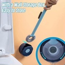 فرشة تواليت سيليكون 2 في 1 بيد طويلة وحامل للتعليق بلزق دبل فيس قوي