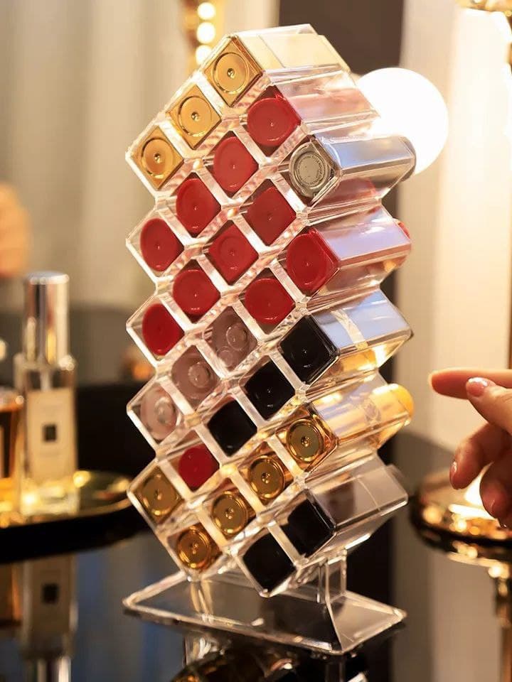 منظم أقلام الروج الأنيق من الأكلريك الصافي يحمل 28 قلم