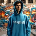 هودي القاهرة 99 اوفر سايز قطن باللون البترولي