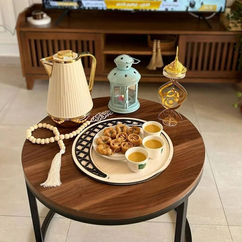 صينية هلال رمضان خشب لتقديم المكسرات والحلويات للضيوف بشكل رمضاني مميز