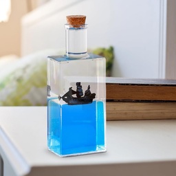 زجاجة ديكور مزينة من الداخل بسفينة بحرية مجسمة