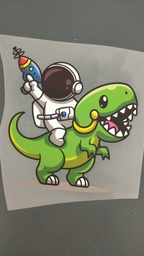 [HH00016376] Cute Astronaut Riding Dinosaur Print