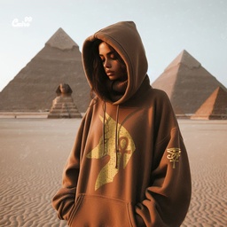 Key Of Life Ankh هودي اوفر سايز قطن للنساء باللون البني