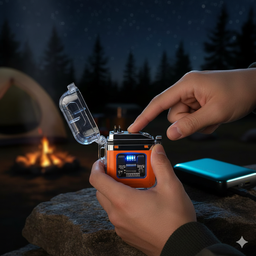 [HH00016812] ولاعة بلازما كهربائية بدون لهب بكشاف ب 3 درجات إضاءة مختلفة مقاومة للماء قابلة لاعادة الشحن بمنفذ يو اس بي