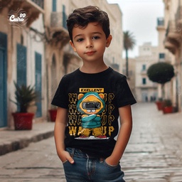 Wake Up Bear تيشيرت اطفال قطن باللون الاسود