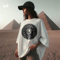 Eye Of Ra  تيشيرت اوفر سايز قطن باللون الابيض للنساء
