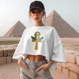 Ankh Aura كروب توب اوفر سايز باللون الابيض