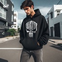 Punsher هودي اوفر سايز قطن باللون الأسود