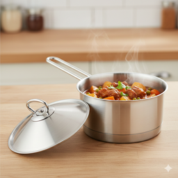 [HH00018835] كسرولة استانليس ستيل بغطاء ويد لسهولة الحمل مقاس 20سم 2.50 لتر