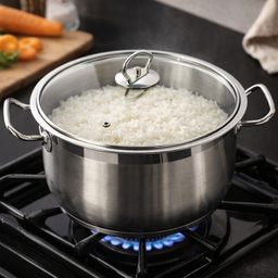 [HH00018839] حلة  استانلس ستيل تركي  بغطاء زجاجي ويدين لسهولة الحمل مقاس 24سم