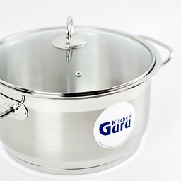 [HH00018839] حلة استانليس ستيل بغطاء زجاجي ويدين لسهولة الحمل مقاس 24سم