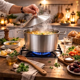 [HH00018840] حلة استانليس ستيل مقاس 24 * 12سم بغطاء ويدين لسهولة الحمل