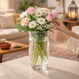 [HH00018964] فازة زجاج شفاف لتجديد ديكور البيت مقاس 14 * 30 سم