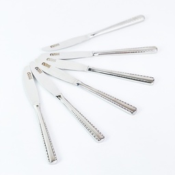 [HH00019387] طقم سكاكين عشاء 12 قطعة استانليس ستيل باللون الفضي بمقبض مزخرف