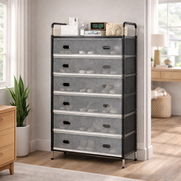 [HH00019921] جزامة  6 أرفف 7 شيلف بقوائم معدن مع غطاء عازل للأتربة