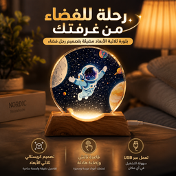 [HH00020061] بلورة ثلاثية الأبعاد مضيئة بتصميم رجل فضاء بقاعدة تاتش و 9 إضاءات مختلفة