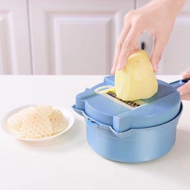 قطاعة ومبشرة للخضراوات والفواكه والجبن 4 رؤوس مع علبة بغطاء عملية وسهلة الاستخدام