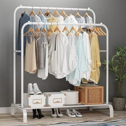 استاند دولاب شماعات زوجي مع رف لتنظيم الملابس والشنط والاحذية