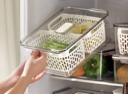 [HH00002829] علبة ثلاجة لحفظ وتخزين الطعام اكليريك مع 2 مصفاه داخلية بغطاء محكم الغلق