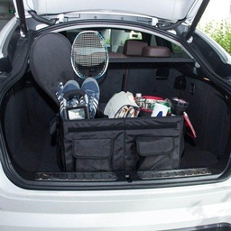 [HH00003696] منظم شنطة سيارة مقسم لجزئين بجيوب خارجية متعدد الاستخدام