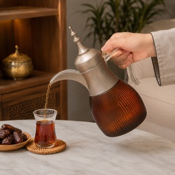 [HH00035940] إبريق قهوة زجاجي مقاوم للحرارة لتحضير وتقديم الشاي والقهوة في وقت العزومات
