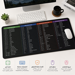 [HH00035986] ماوس باد بتصميم اختصارات الكيبورد للكمبيوتر واللابتوب بقاعدة مانعة للانزلاق