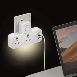 [HH00004395] مشترك 2 فيشة مع منفذين يو اس بي ومنفذ تايب سي بكشاف تاتش لجميع انواع الاجهزة