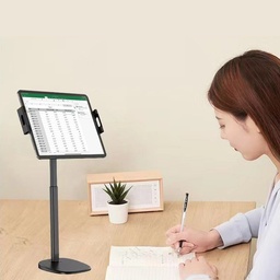 [HH00004972] استاند تابلت مكتب قابل لتعديل الارتفاع ورأس قابلة لتعديل المقاس لتناسب احجام مختلفة تدور 360 درجة للتحكم في زاوية الرؤية الانسب