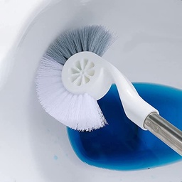 [HH00005029] فرشة تنظيف تواليت واركان الحوائط بيد معدن طويلة لسهولة التحكم بمقبض بلاستيك مريح