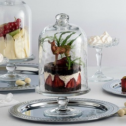 [HH00005649] قبة حلويات وكيك وكوكيز وكاندي بغطاء وقاعدة زجاج شفاف